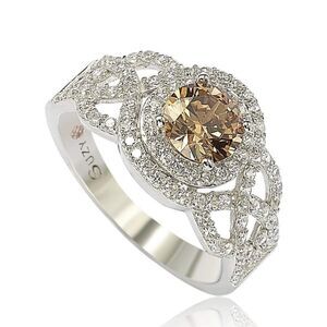 White Brown Champagne Diamonds Ring